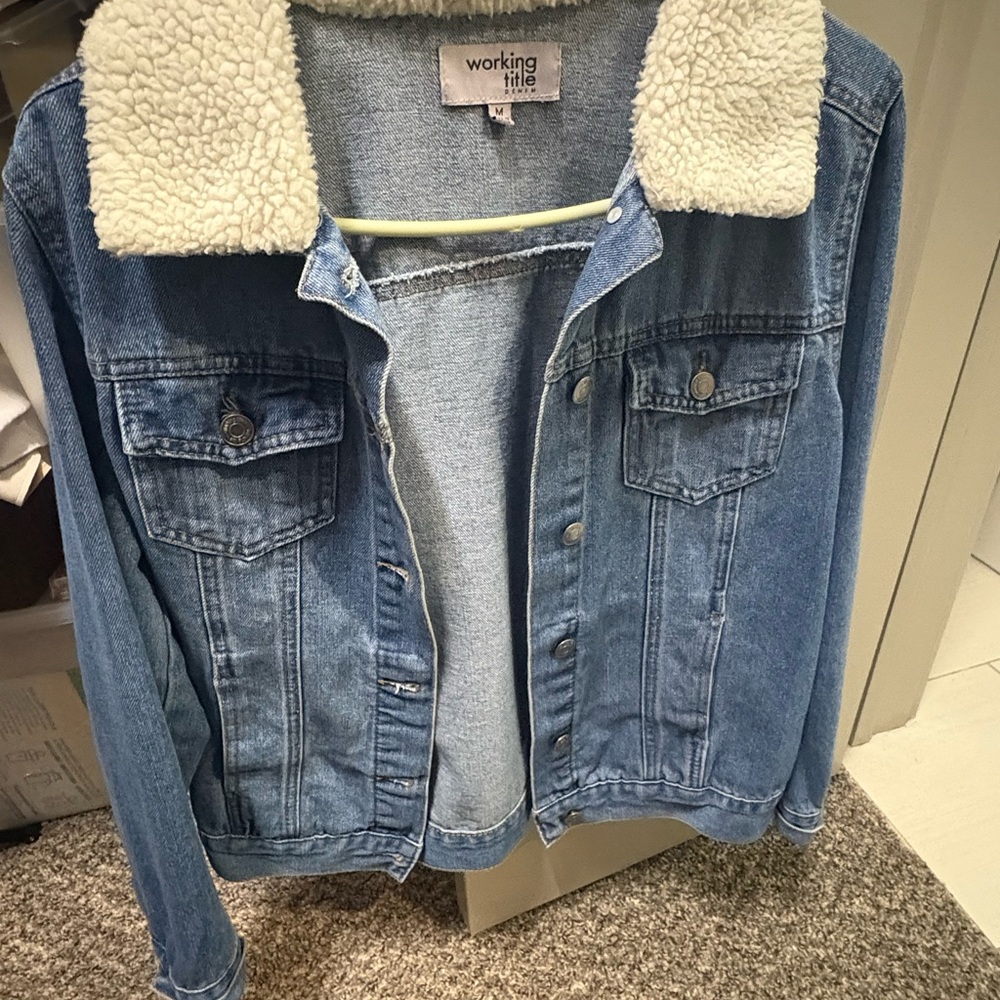 Women's Blue Denim Sherpa-Lined Jacket